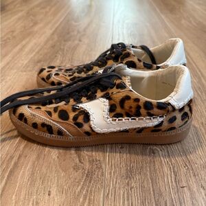 Women’s Leopard Print Lace-Up Sneakers with White Accents